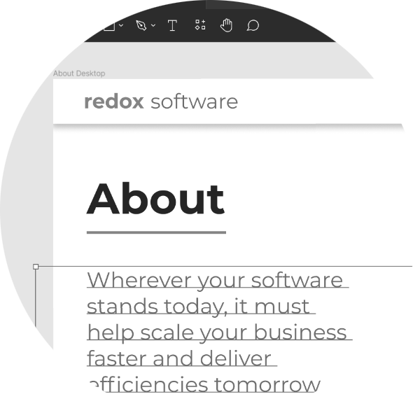 A screenshot showing a final wireframe of the Redox web site