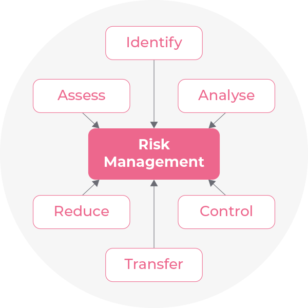 A diagram showing the various aspects of Risk Management